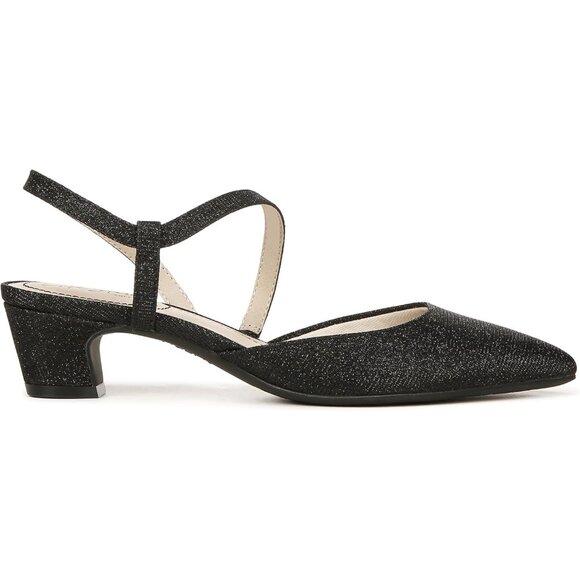 LifeStride Womens Black Sparkle Patent Polyurethane Pointed Closed Toe Pump - Picture 6 of 9